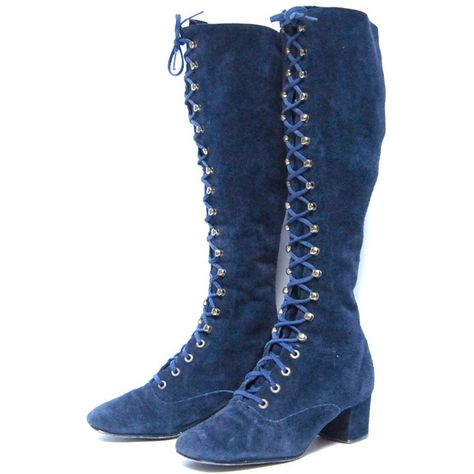 size 6 BOHEMIAN navy blue suede 60s GOGO GLADIATOR lace up knee high... ($42) ❤ liked on Polyvore featuring shoes, boots, navy blue knee high boots, navy blue suede boots, laced knee high boots, suede knee-high boots and vintage boots Blue Knee High Boots, 60s Boots, Knee High Boots Suede, 60s Gogo, Lace Knee High Boots, Lace Up Knee High Boots, 70s Boots, Blue Suede Boots, Digital Dress