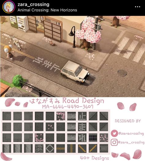 Animal Crossing Street Pattern, Animal Crossing Road Codes, Acnh Zen Garden, Japanese Town, Japanese Animals, Ac New Leaf, City Island, Animal Crossing Guide, Tokyo Design