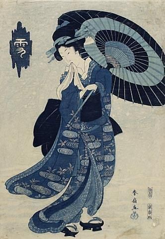 Kashösai Shunsen - Lady in a snow-storm Japanese Drawing, Japanese Woodcut, Japanese Umbrella, Afrique Art, Geisha Art, Japanese Artwork, Japanese Illustration, Traditional Japanese Art, Japanese Geisha