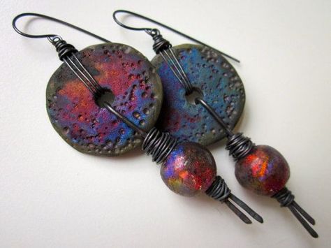 Earring Shapes, Wrapped Earrings, Polymer Jewelry, Earrings Inspiration, Disc Earrings, Wire Wrapped Earrings, Polymer Clay Art, Ceramic Jewelry, Polymer Clay Beads