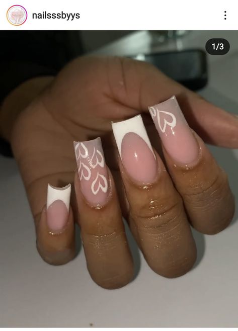 Heart On Ring Finger Nails, Summer Acrylic Nails Square Medium, Medium Square Acrylic Nails Spring, Cheap Acrylic Nail Ideas, Pink Inspo Nails, Nails With Numbers On Them, Neon Square Nails, Nails Middle Length, Nail Inspo Medium Length