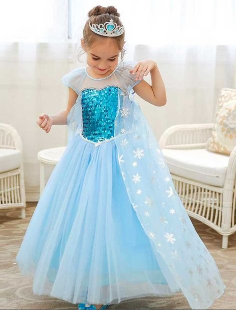 Turn your birthday girl into an ice princess with this beautiful handmade dress. Made from non-itchy, high quality, and comfortable fabric. Blue Dress Kids, Elsa Dress For Kids, Kue Disney, Dress Kids Girl, Birthday Party Theme Ideas, Princess Elsa Dress, Frozen Outfits, Frozen Elsa Dress, Elsa Anna Olaf