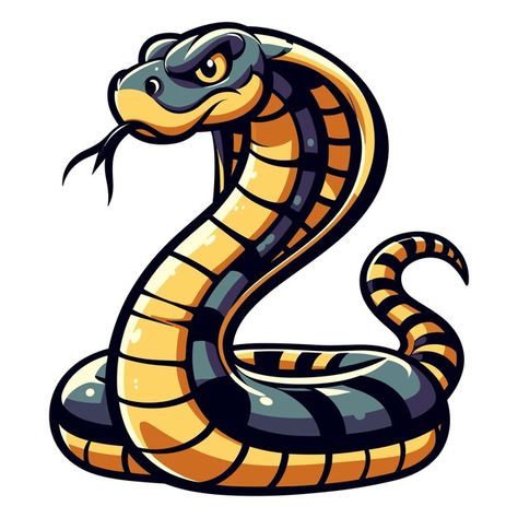 King Cobra Illustration, Snake Graphic Design, Cobra Vector, Snake Rug, Cartoon Snake, Premium Vector Cartoon, Cobra Art, Arte 8 Bits, Vector Cartoon