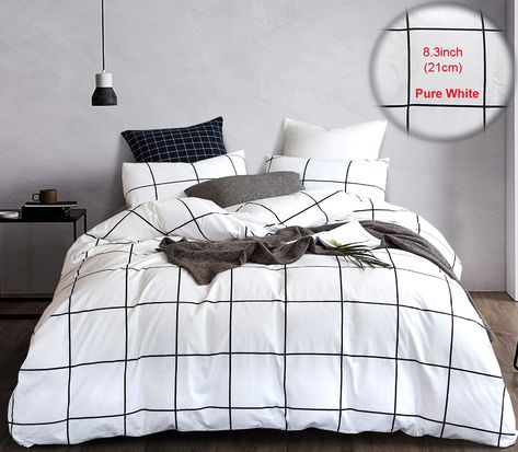 Plaid Bedding, White Grid, Design Your Own Home, King Duvet Cover Sets, Twin Bed Sets, White Duvet Covers, White Duvet, Bedding Duvet, King Bedding Sets