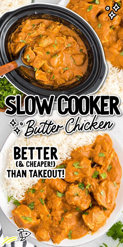 Rich tomato cream sauce and tender chicken makes this slow cooker butter chicken an authentic experience. Slow Cooker Butter Chicken, Tomato Cream Sauce, Butter Chicken Recipe, Slow Cooker Dinner, Crockpot Dishes, Chicken Slow Cooker Recipes, Tender Chicken, Crockpot Recipes Slow Cooker, Dinner Recipes Crockpot