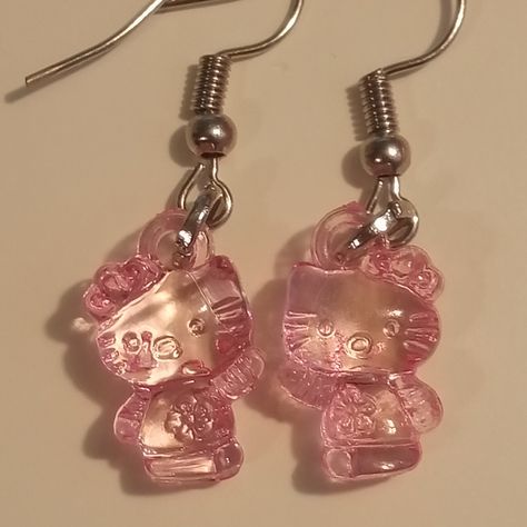 Cute Light Pink Hello Kitty Earrings In Perfect Condition And Handmade Cute Wishlist Ideas, Light Pink Hello Kitty, Hello Kitty Gifts, Hello Kitty Earrings, Pink Items, Hello Kitty Jewelry, Kitty Clothes, Hello Kitty Clothes, Hello Kitty Aesthetic