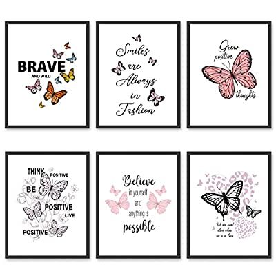 Room Wall Aesthetic Pictures, Pictures To Decorate Your Room, Cute Wall Decor Bedroom Pictures, Positive Quotes For Wall Decor, Motivation Frames Wall Art, Aesthetic Picture For Wall Decor, Frames Aesthetic Wall, Living Room Wall Print Ideas, Butterfly Office Decor