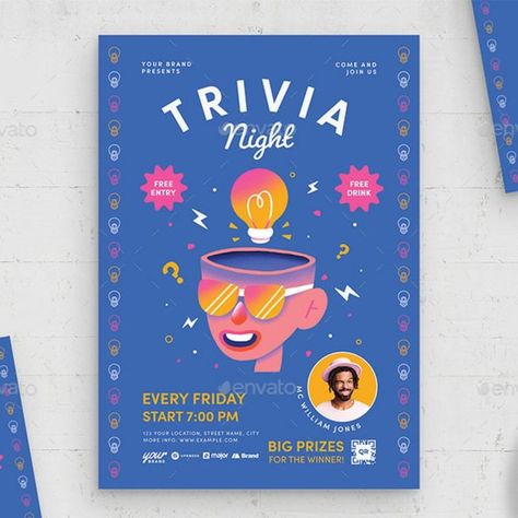 Trivia Night Flyer Template Trivia Night Flyer, Bar Trivia, Irish Houses, Pub Quiz, Trivia Night, Street Names, Flyer Template, Trivia, Graphic Illustration