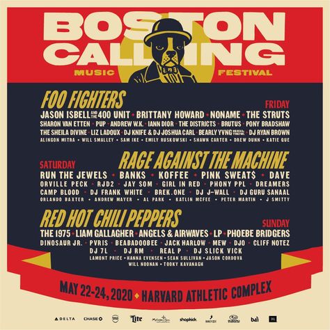 Boston Calling 2020 Lineup Announced feat. Foo Fighters, Rage Against The Machine, Red Hot Chili Peppers, Brittany Howard Hangout Festival, Boston Calling, Brittany Howard, Andrew Wk, American Festivals, Dinosaur Jr, Run The Jewels, Festivals Around The World, Rage Against The Machine