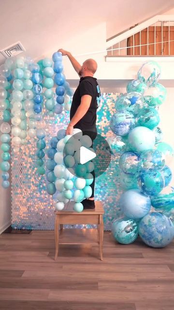 Under The Sea Decorations Diy Birthday, Birthday Decoration Diy Ideas, Under Sea Party Decorations, Iridescent Party Decorations Diy, Diy Mermaid Birthday Party Ideas, Under Water Theme Party Decoration, The Little Mermaid Decorations, Diy Under The Sea Decorations Ideas, Balloons For Party