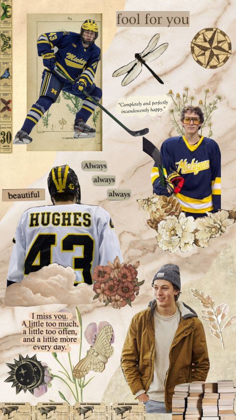 Hockey Collage Wallpaper, Luke Hughes Wallpaper, Luke Hughes, Biker Guys, Michigan Hockey, Hughes Brothers, Jack Hughes, Hot Biker Guys, College Hockey