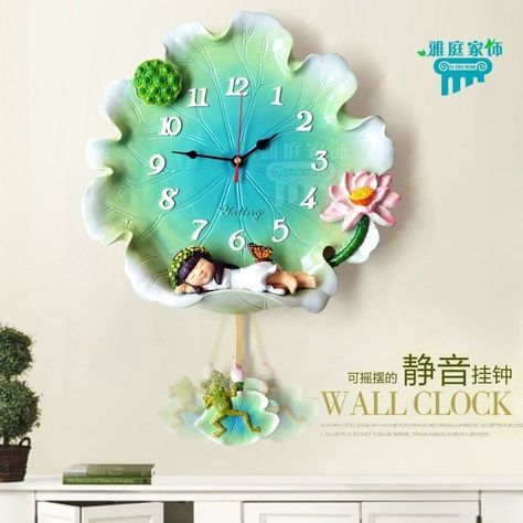 فن الرسم بالمسامير, Creative Wall Clock, Leaf Wall Hanging, Bedroom Wall Clock, Handmade Wall Clocks, Wall Watch, Bell Decorations, Living Bedroom, Clay Wall Art