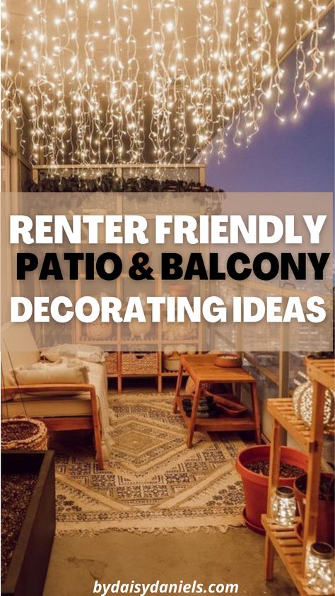 Inexpensive Balcony Ideas, Backyard Patio Rental, Outdoor Porch Ideas Apartment, Rental Deck Ideas, Decor For Small Balcony, Outdoor Patio Ideas Small Spaces Diy, Diy Balcony Cover Ideas, Patio Rental Ideas, Small Patio Wall Decor