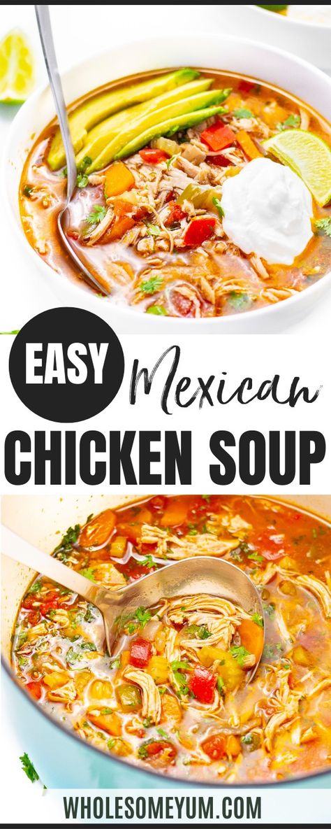 Mexican Chicken Soup ( Caldo De Pollo) Chicken Bell Pepper Soup, Low Carb Mexican Soup, Keto Chicken Tortilla Soup Low Carb, Keto Mexican Soup, Easy Mexican Chicken, Chicken Soup Crockpot, Chicken Soup Recipes Homemade, Mexican Chicken Soup, Mexican Soup Recipes