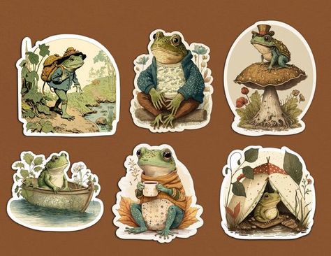 Cottagecore Frogs Sticker Pack, Choose Your Material, Vintage Toad Sticker Bundle, Cute Frog On Mushroom Stickers, Frog And Toad Vinyl Decal Sticker #sticker Stickers #stickers freesticker #freesticker freestickers #freestickers free download sticker #freedownloadsticker 12.274 Cottage Stickers, Stickers Frog, Frog On Mushroom, Cottagecore Stickers, Modern Stickers, Mushroom Stickers, Frog Stickers, Spring Stickers, Owl Stickers