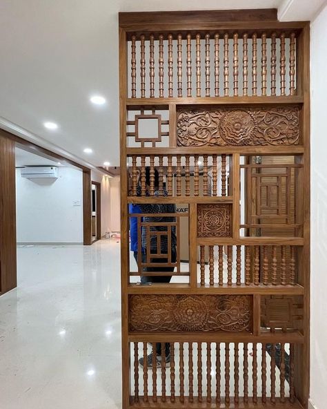 Brahma Akella (@spaceboxinteriordesigning) • Instagram photos and videos Home Divider Ideas, Wooden Partion Design For Living Room, New Project Coming Soon, Wooden Partition Design, Wooden Panel Design, Wooden Partition, Wood Partition, Cafe Lounge, Partition Ideas