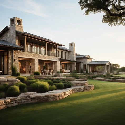 Caldwell & Castello (@caldwellandcastello) | Instagram profile Stone House Plans, Country Home Exterior, House With Land, Deck Shade, Building Front Designs, Country Mansion, Houses Architecture, Hill Country Homes, Bungalow Style House Plans