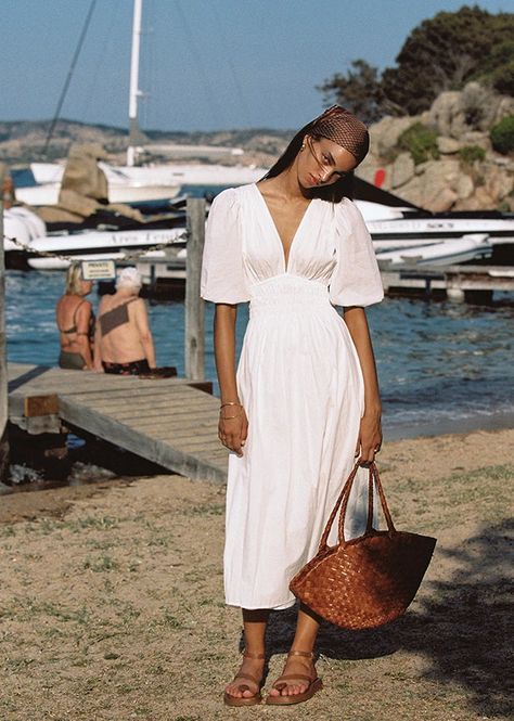 Sardinian Holiday | Spring 2023 Campaign - Faithfull the Brand Brown Jumpsuits, Strapless Midi Dress, Faithfull The Brand, Iconic Photos, Mediterranean Style, Spring 2023, White Midi Dress, Get Excited, White Summer