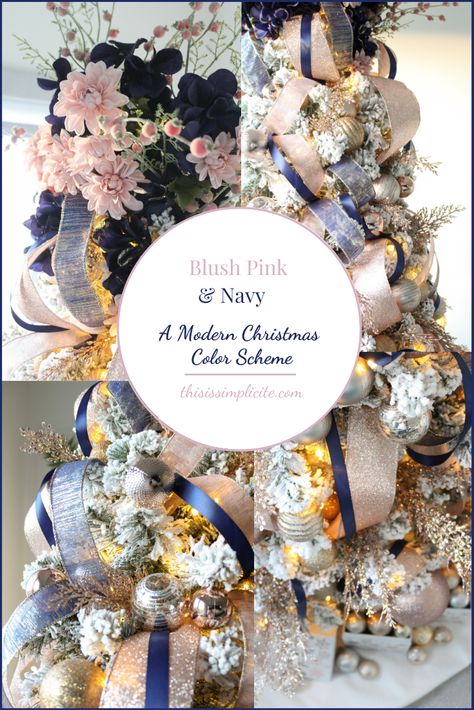 Parade Of Trees 2019 Featuring King Of Christmas Navy Christmas Tree, Three Christmas Trees, Staircase Decor Ideas, Christmas Staircase Decor, Christmas Colour Schemes, Christmas Staircase, Navy Christmas, Staircase Decor, Pink One Piece