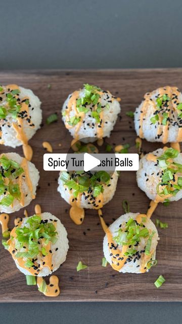 Heather Tanner on Instagram: "Spicy Tuna Sushi Balls 

3 cups cooked white rice (sushi rice is best) 

mix together: 
1 can tuna 
1 Tbs. avocado mayo 
1 Tbs. Sriracha sauce 
1/2 tsp. sesame oil (optional) 

Assemble in small saran wrapped bowl. Rice on bottom, tuna, avocado, and more rice on top. Twist and form into a ball shape. Repeat. 

Top with spicy mayo, sesame seeds, and scallions. 

spicy mayo: 
2 Tbs. avocado mayo
2 tsp. Sriracha sauce
1/4 tsp. sesame oil 

#spicytunasushiballs #spicytuna #healthyfoodideas #sushiballs #easyhealthyfood #healthylifestyle" Spicy Tuna Balls, Sushi Balls How To Make, Spicy Tuna Rice Bowl, Spicy Mayo Recipe Sushi, Tuna Balls, Sushi Balls, Spicy Tuna Sushi, Spicy Mayo Recipe, Cooked White Rice