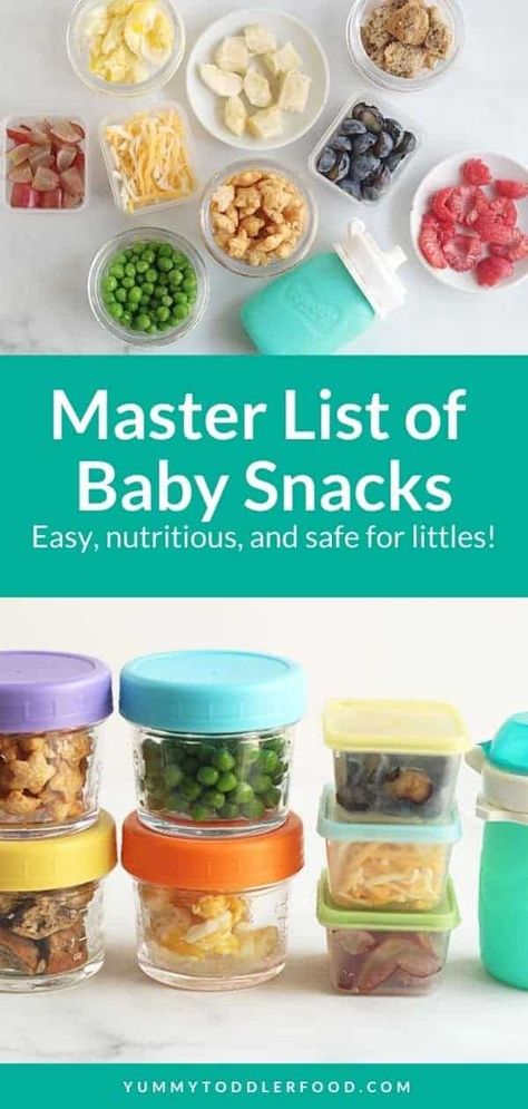 baby-snacks-on-countertop Healthy Snacks One Year Old, Easy Blw Snacks, Snacks One Year Old, Finger Foods For Infants, Finger Food For One Year Old, Snack Pouch Recipes, One Year Old Snacks On The Go, Finger Foods For One Year Old, Healthy Snacks For 13 Month Old