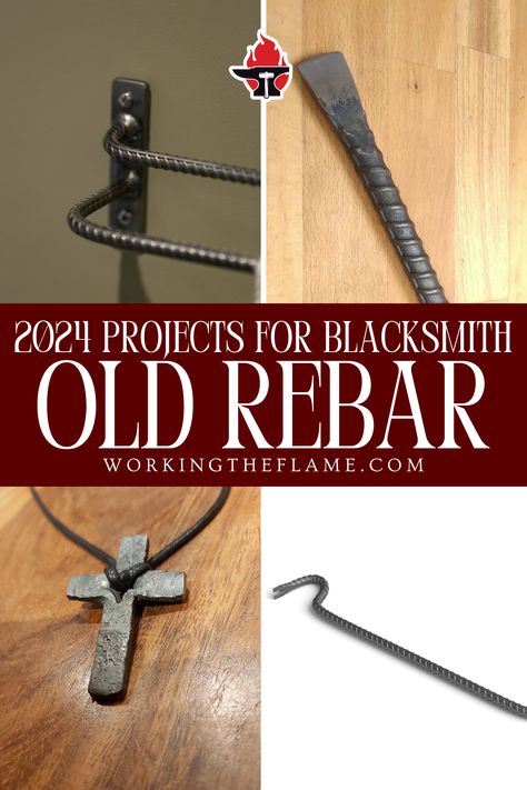 Create functional and decorative pieces with our selection of 10 rebar blacksmith project ideas for 2024! Explore options like forged utensils, cross pendants and tealight candle holder that add a touch of industrial charm to any space.  #RebarProjects #BlacksmithingIdeas #RebarCrafts #MetalworkingCrafts #Blacksmithing #ForgedRebar #Forging #Forge #Rebar #UpcycledMetal #BlacksmithingInspiration #Blacksmith #WorkingTheFlame #MetalWorks Rebar Blacksmith Projects, Diy Rebar Projects, Small Welding Projects Ideas Simple, Blacksmith Projects That Sell, Forged Metal Projects, Rebar Projects, Blacksmith Candle Holder, Welding Projects To Sell, Beginner Welding Projects Ideas