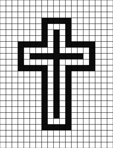 Drawing Ideas Minecraft, Cross Perler Bead Patterns, Christian Pixel Art, Cross Pixel Art, Christianity Symbols, Fairy Pixel Art, Pixel Art Grid Easy, Grid Paper Art, Pixel Art Pattern Easy