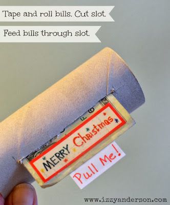 Fun way to give money!  Tape dollar bills together, roll them up inside a toilet paper roll with a pull tab on the end. Wrap toilet roll with the pull tab showing. Tutorial on blog. Ways To Give Money, Money Gift Ideas, Creative Money Gifts, Money Gifts, Money Origami, Dollar Bills, Christmas Money, Cash Gift, Toilet Paper Roll