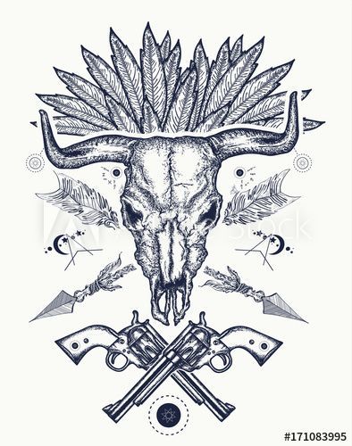 Bull Skull Tattoo For Men, Outlaw Tattoos For Men, Western Sleeve Tattoo For Men, Wild West Tattoo, Western Tattoos For Men, West Tattoo, Bull Skull Tattoo, Skull Tattoo Ideas, Outlaw Tattoo