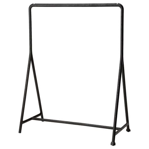 IKEA - TURBO, Clothes rack, indoor/outdoor, black, Suitable for both indoor and outdoor use. Easy to assemble – just click in and out. Easy to move – casters included. Ideas Armario, Ikea Bank, Clothes Stand, Wood Plastic Composite, Hiasan Bilik, Attic Renovation, Attic Storage, Belek, Clothes Rail