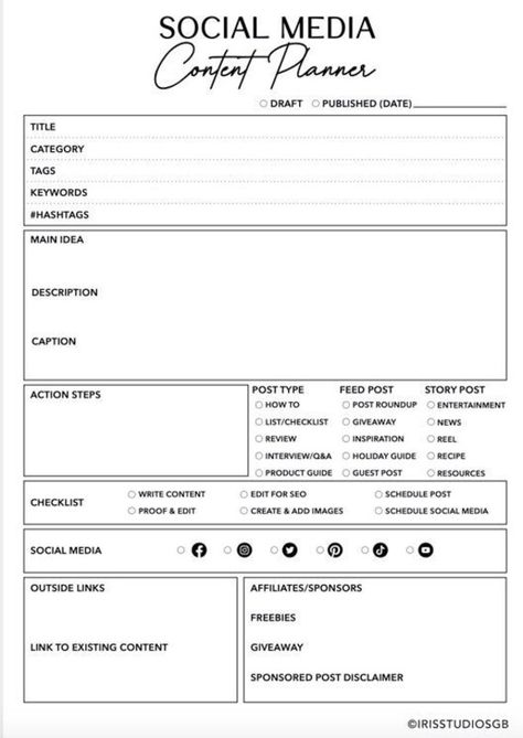 This template will help you plan your social media content. Content Creation Template, Social Media Planner Template Free, Social Media Content Template, Content Template Social Media, Content Creator Planner Template, Social Media Content Planner Template, Content Schedule Template, Social Media Agency Branding, Youtube Management