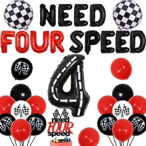 PRICES MAY VARY. All in One Set: 1 NEED FOUR SPEED foil balloon 16 inches, 1 need four speed cake topper, 16 latex balloons 12 inches, 4 latex balloons 10 inches, 1 number 4 foil balloon, 2 black and white squares foil balloons 18 inches. Racing 4th Birthday: Fast four birthday decoration set is suitable for boys, classic colors are black and gold. Boys love cars, let’s get a racing theme birthday party!! Need Four Speed Theme: Black and gold need four speed letter foil balloons, need four speed Need Four Speed Birthday Cake, Need Four Speed Birthday Theme, Need 4 Speed Birthday Party, Need Four Speed Birthday, Need Four Speed, 4th Birthday Party For Boys, Racing Car Birthday, Cake Topper Number, Dirt Bike Birthday