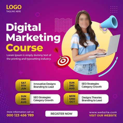 Digital Marketing Course Online Social Media Post Template#pikbest#Templates#Others Social Media Marketing Course, Digital Marketing Course Poster, Course Social Media Design, Online Course Poster, Courses Poster, Course Poster, Youtube Seo, Social Media Post Template, Online Digital Marketing