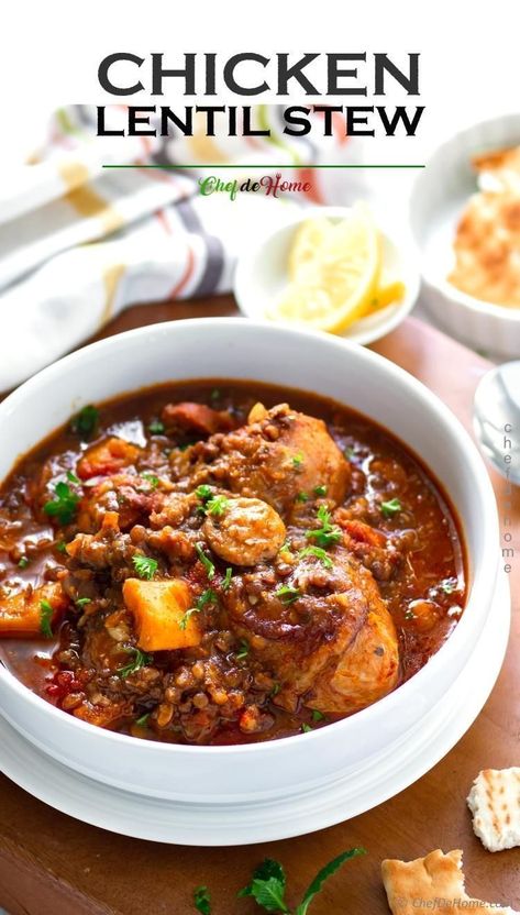 Chicken With Lentils Recipe, Chicken Lentil Chili, Chicken Stew Instant Pot, Jalapeño Sausage, Lentil Chicken, Stew With Sweet Potatoes, Lentils Instant Pot, Sausage Lentil, Sausage Sweet Potato