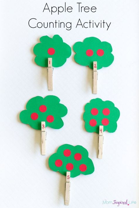 Apple Tree Counting, Apple Tree Activity, Counting Activities For Preschoolers, Tree Activity, Preschool Apple Theme, Apple Lessons, Maluchy Montessori, Apple Preschool, Aktiviti Kanak-kanak