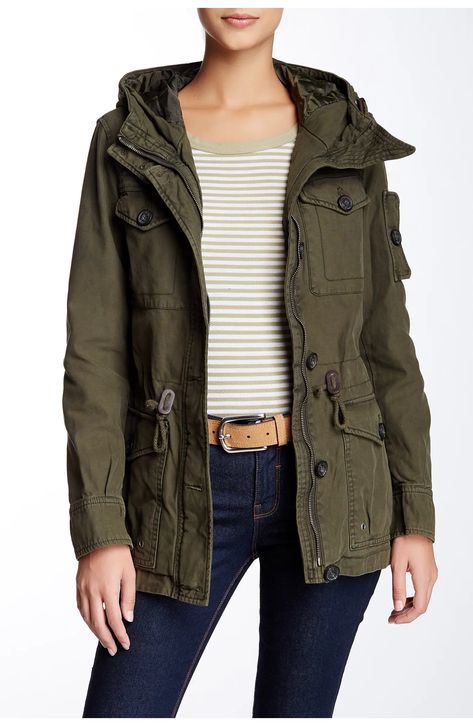 Levi's® Hooded Military Jacket | Nordstromrack Olive Military Jacket, Military Jacket Green, Olive Jacket, Olive Green Jacket, Army Green Jacket, Army Jacket, Field Jacket, Green Jacket, Blazers For Women