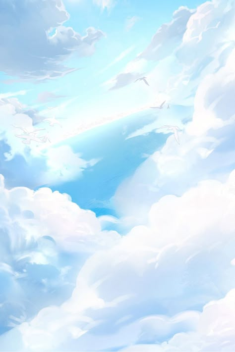 Cartoon Blue Sky White Clouds Download Ciel Anime, Blue Sky Wallpaper, Blue Sky Photography, Sky Digital, Plan Image, Sky Anime, Siluete Umane, Seni Dan Kraf, Iphone Wallpaper Sky