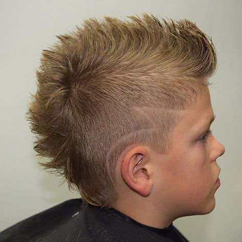 Faded Mohawk Boys Haircut Short, Kid Faux Hawk, Faux Hawk Mullet Boys, Faux Hawk Hairstyles Boys, Fade Mohawk Kids, Boys Mowhak Hairstyle, Burst Fade Mohawk Boys, Euro Hawk Haircut Boys, Fo Hawk For Boys