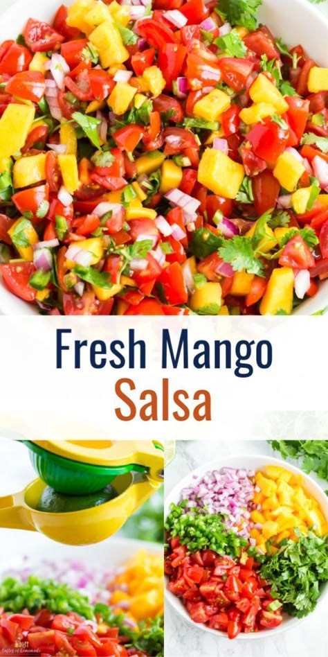 Fresh Mango Salsa, Salsa Guacamole, Mango Salsa Recipes, Mango Recipes, Fresh Salsa, Homemade Salsa, Mango Salsa, Salsa Recipe, Fresh Ingredients