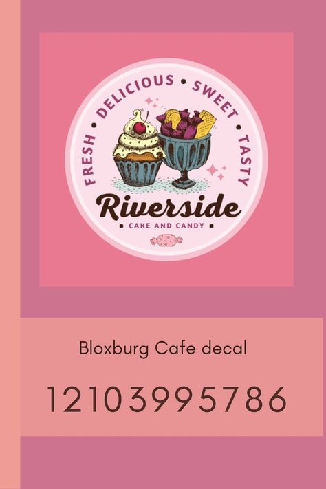 You can use this on your cafe! Bakery Logo Decals Bloxburg, Bakery Cafe Logo, Bloxburg Cafe, Decals Bloxburg, Cafe Bathroom, Corner Bakery, Bloxburg Decals Codes Aesthetic, Decals Codes, House Decals