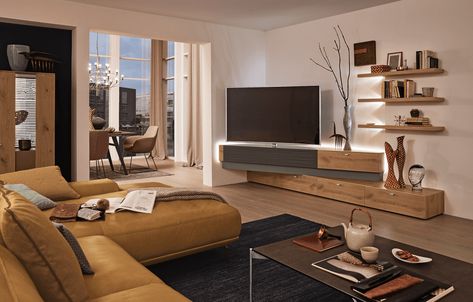 Tv In Corner Of Living Room, Corner Tv Cabinets, Tv Wand, Living Room Tv Unit Designs, Living Room Tv Unit, Tv Room Design, Muebles Living, Living Room Corner, Living Room Partition