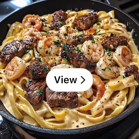 Lemon8 · Cajun Shrimp and Steak Alfredo Pasta · @Italia Love Cajun Shrimp & Steak Alfredo Pasta, Cajun Shrimp And Steak Alfredo Pasta, Steak And Shrimp Pasta, Steak And Shrimp Recipes, Shrimp And Steak Alfredo Pasta, Steak Alfredo Pasta, Steak Alfredo, Pasta Italia, Steak Pasta