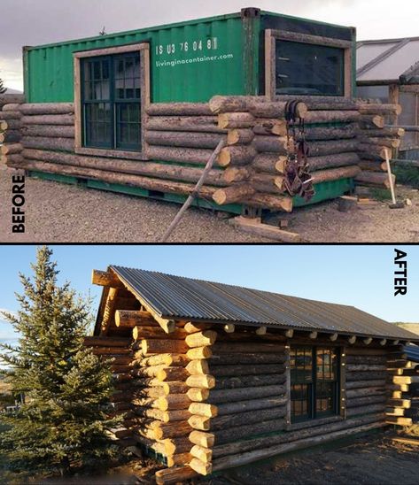 Building A Log Cabin, Sidelight Windows, How To Build A Log Cabin, Container Houses, Front Porch Ideas For Mobile Homes, Container House Plans, Container House Design, Santa Fe New Mexico, Tiny House Cabin