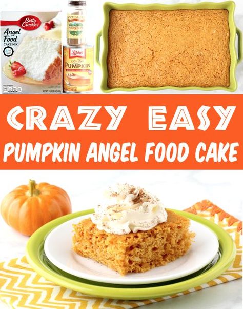 Angel Food Cake Recipes Cake Recipes Pumpkin, Pumpkin Angel Food Cake Recipe, Pumpkin Angel Food Cake, Angel Food Cake Recipes, Angel Food Cake Mix, Pumpkin Cake Mix, Angel Food Cupcakes, Pumpkin Dump Cake Recipe, Angel Food Cake Desserts