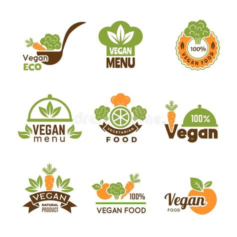 Vegan logo. Healthy food vegetarian ecology emblem natural lifestyle symbols vector collection vector illustration Healthy Food Vegetarian, Eco Logo Design, Food Company Logo, Healthy Food Branding, Vegan Logo, Healthy Logo, Healthy Food Logo, Food Logo Design Inspiration, Food Vegetarian