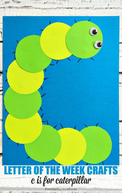 Letter of the Week activities and crafts are a fun, hands-on way to practice letters with kids. Make this C is for Caterpillar craft and get some great book ideas too! Circle Crafts For Toddlers, C Is For, A Is For, Letter C Craft, C Is For Caterpillar, C Craft, Letter Of The Week Activities, Letter C Crafts, Preschool Letter Crafts