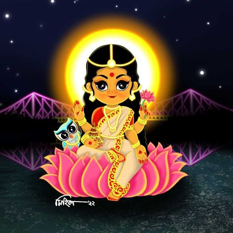 Maa Laxmi Rangoli Design, Laxmi Illustration, Maa Laxmi Painting, Laxmi Rangoli Designs Diwali, Laxmi Painting, Lakshmi Drawing, Ma Laxmi, Cartoons Rangoli, Howrah Bridge