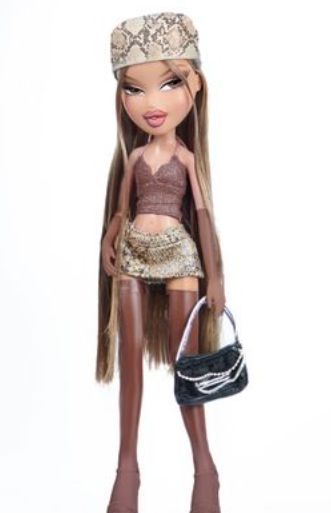 Yasmin Bratz Outfit Halloween, Bratz Doll Halloween Costume, Bratz Aesthetic Outfit, Brown Leg Warmers, Bratz Doll Makeup, Bratz Halloween Costume, Black Bratz Doll, Bratz Doll Outfits, Brat Doll