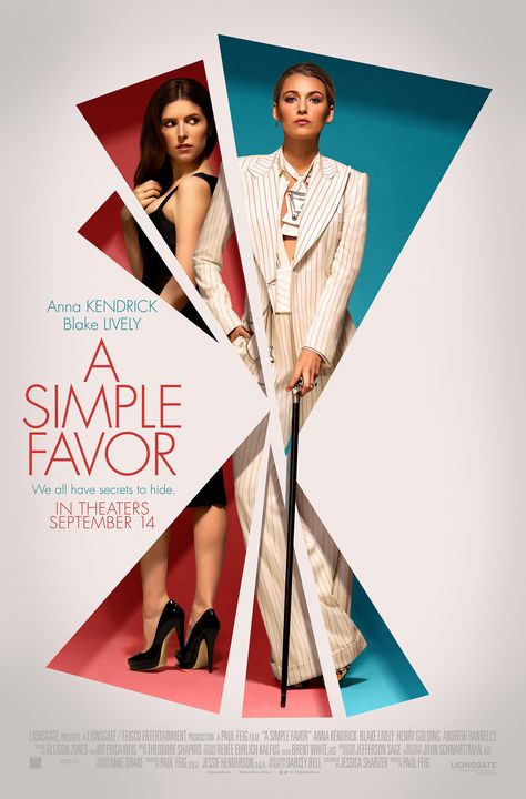 A Simple Favor (2018) [1974 x 3000] A Simple Favor, 블로그 디자인, Simple Favor, Film Thriller, Poster Graphic Design, Desain Editorial, Social Media Design Inspiration, Anna Kendrick, Creative Poster Design