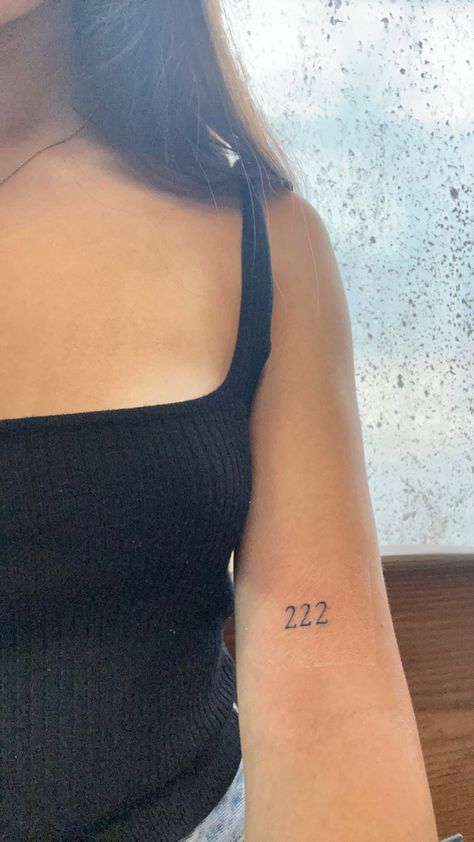 222 Angel Number Tattoo, Lightbulb Tattoo, Number Tattoo Fonts, Angel Number Tattoo, 222 Angel Number, Basic Tattoos, Tattoo Schrift, Number Tattoo, Sharpie Tattoos